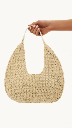 Jasmine Shoulder Bag - Natural Raffia-White