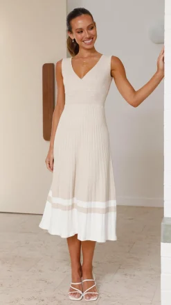 Jayde Knit Dress - Beige/White