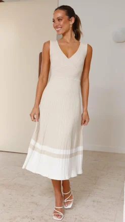 Jayde Knit Dress - Beige/White