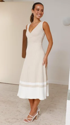Jayde Knit Dress - Beige/White