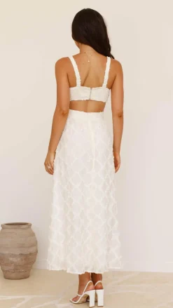 Jenny Side Cut Midi Dress - Cream