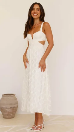 Jenny Side Cut Midi Dress - Cream