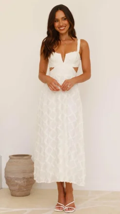 Jenny Side Cut Midi Dress - Cream