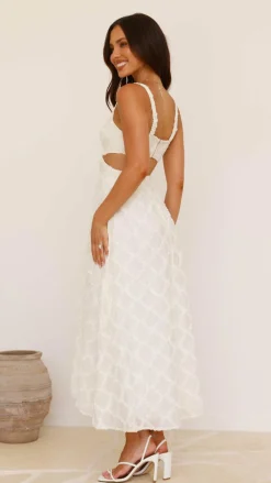 Jenny Side Cut Midi Dress - Cream