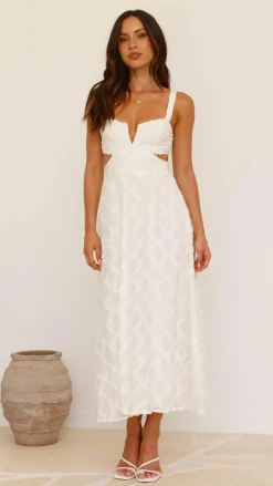 Jenny Side Cut Midi Dress - Cream