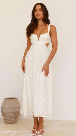 Jenny Side Cut Midi Dress - Cream