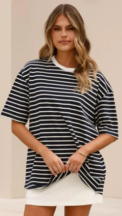 Jeto Oversized Tee - Navy/White