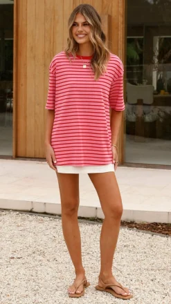 Jeto Oversized Tee - Pink/Red