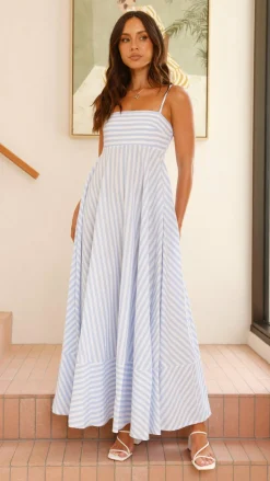 Kaethe Maxi Dress - Baby Blue Stripe