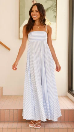 Kaethe Maxi Dress - Baby Blue Stripe