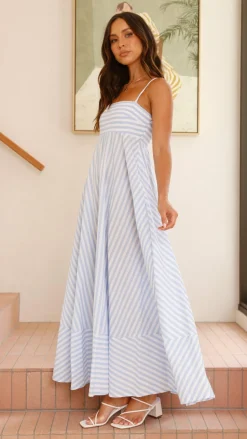 Kaethe Maxi Dress - Baby Blue Stripe