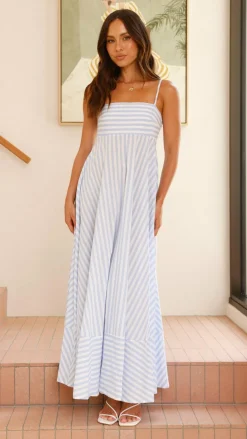 Kaethe Maxi Dress - Baby Blue Stripe