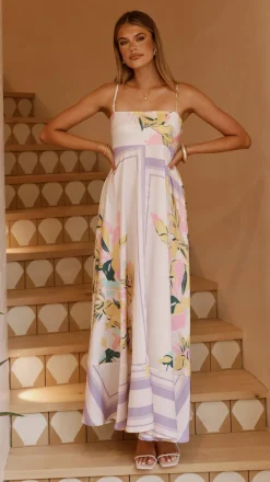 Kaethe Maxi Dress - Beige/Lilac