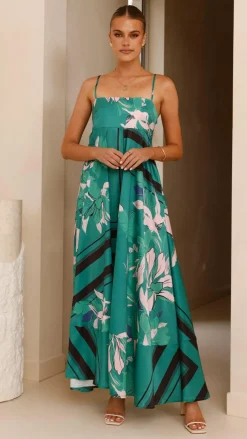 Kaethe Maxi Dress - Green/Pink