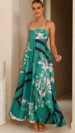 Kaethe Maxi Dress - Green/Pink