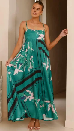 Kaethe Maxi Dress - Green/Pink