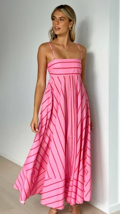 Kaethe Maxi Dress - Pink / Red Stripe