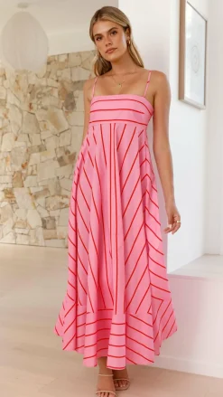Kaethe Maxi Dress - Pink / Red Stripe