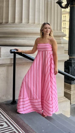 Kaethe Maxi Dress - Pink / Red Stripe