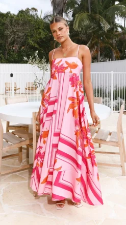 Kaethe Maxi Dress - Pink/Orange