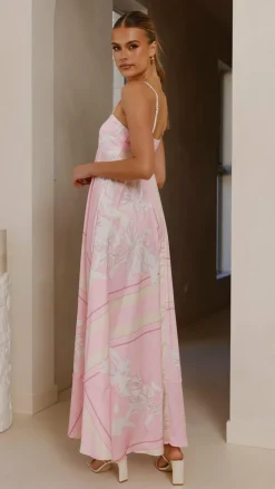 Kaethe Maxi Dress - Pink/White