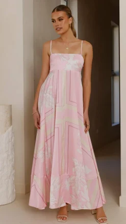 Kaethe Maxi Dress - Pink/White