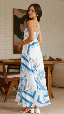 Kaethe Maxi Dress - White/Blue