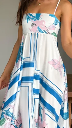 Kaethe Maxi Dress - White/Blue