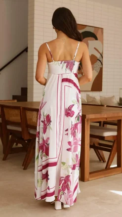 Kaethe Maxi Dress - White/Pink