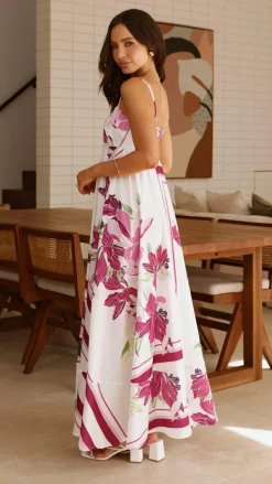 Kaethe Maxi Dress - White/Pink