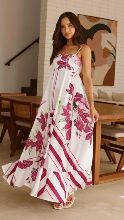 Kaethe Maxi Dress - White/Pink