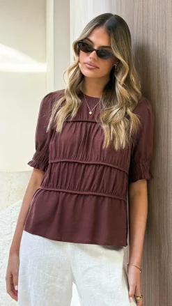 Kai Short Sleeve Top - Brown
