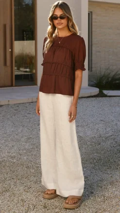 Kai Short Sleeve Top - Brown