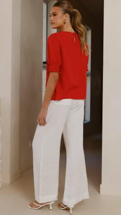 Kai Short Sleeve Top - Red