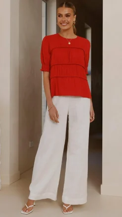Kai Short Sleeve Top - Red