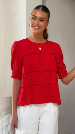 Kai Short Sleeve Top - Red