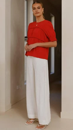 Kai Short Sleeve Top - Red