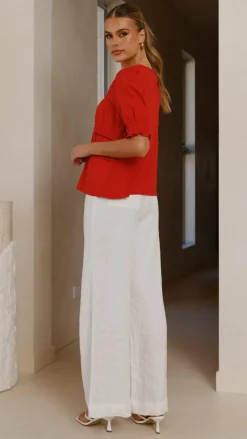 Kai Short Sleeve Top - Red