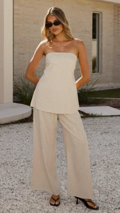 Kailani Strapless Top and Pants Set - Oat
