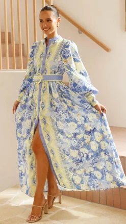 Kalliope Maxi Dress - Blue/Yellow