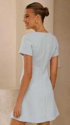 Karen Tweed Mini Dress - Blue