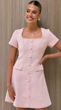 Karen Tweed Mini Dress - Pink