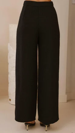 Karrina Tweed Button Up Vest and Pants Set - Black