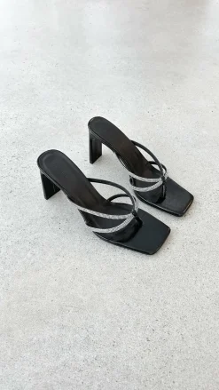 Karson Heel - Black Crinkle Diamante