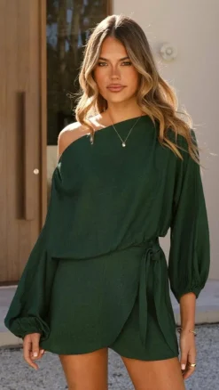 Katara Off Shoulder Top - Emerald Green