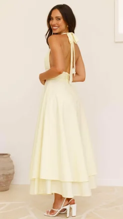 Kathy Halter Neck Maxi Dress - Lemon