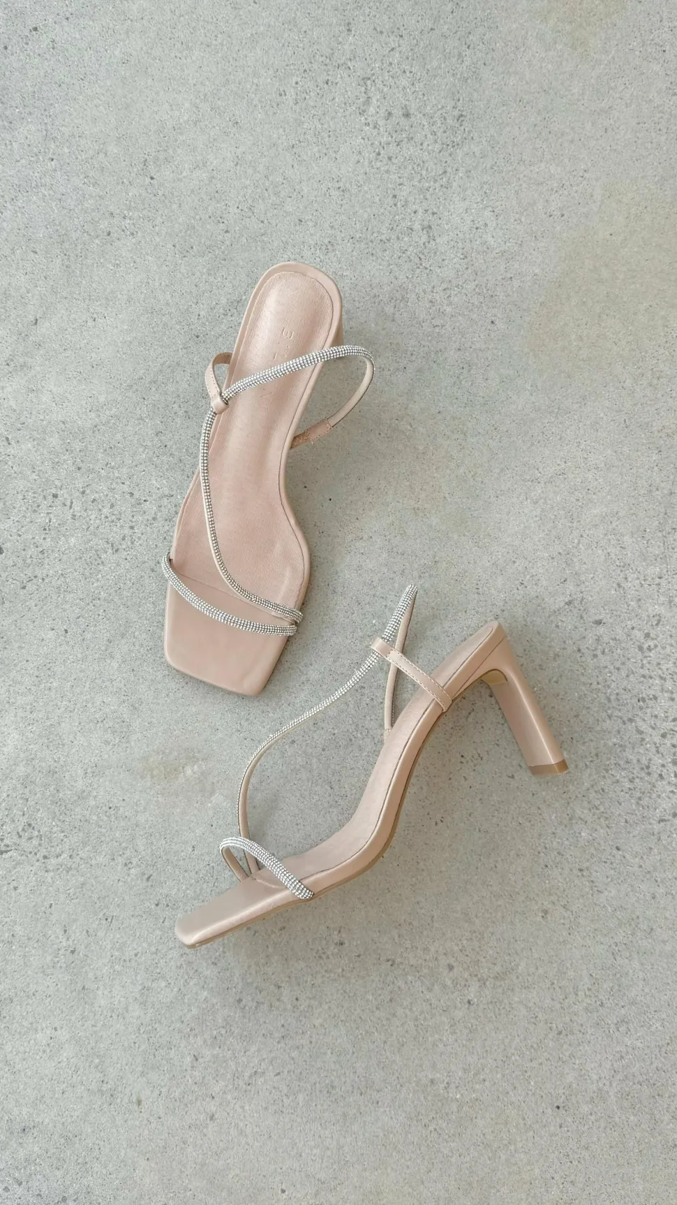 Kaye Heels - Nude Diamante