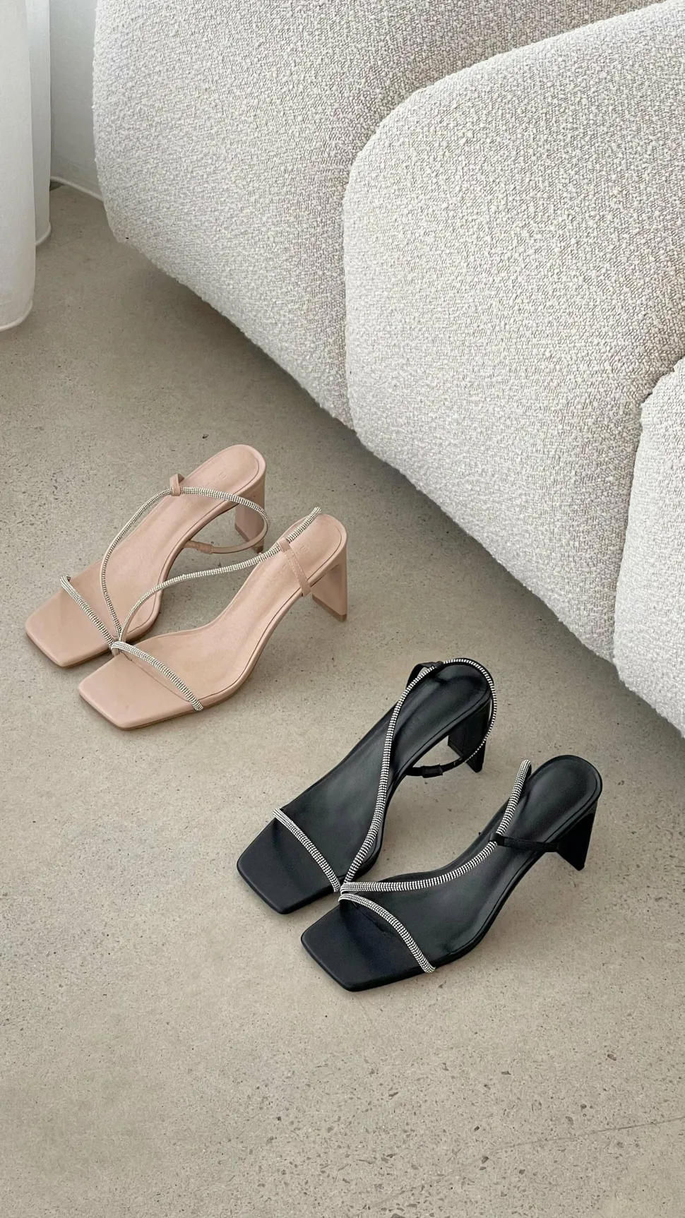 Kaye Heels - Nude Diamante