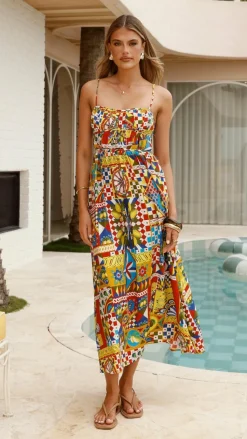 Kelani Luxe Midi Dress - Phaedra Print