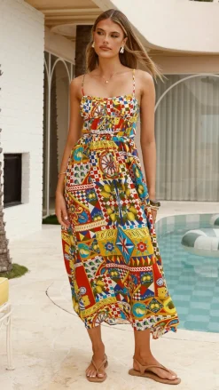 Kelani Luxe Midi Dress - Phaedra Print